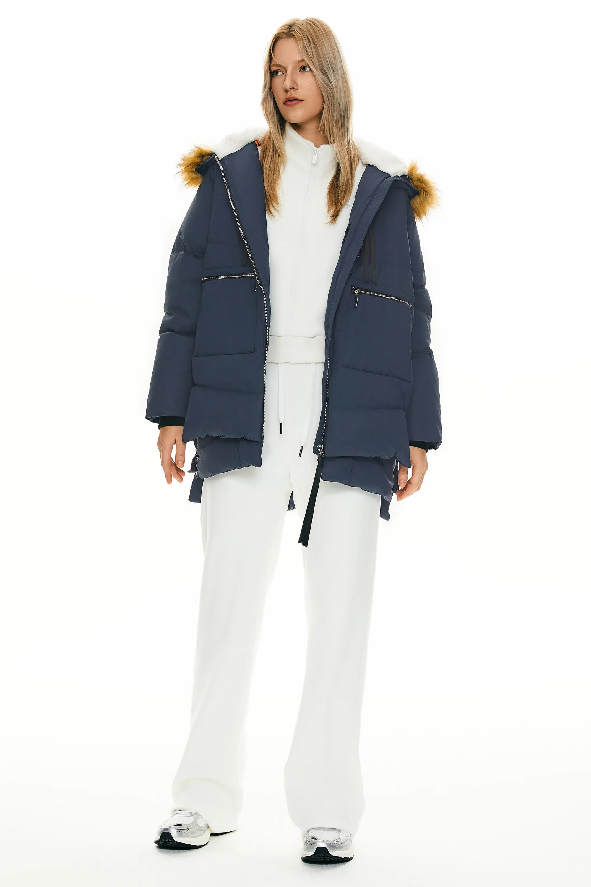 092 Classics Thickened Down Jacket with Faux Fur Hood