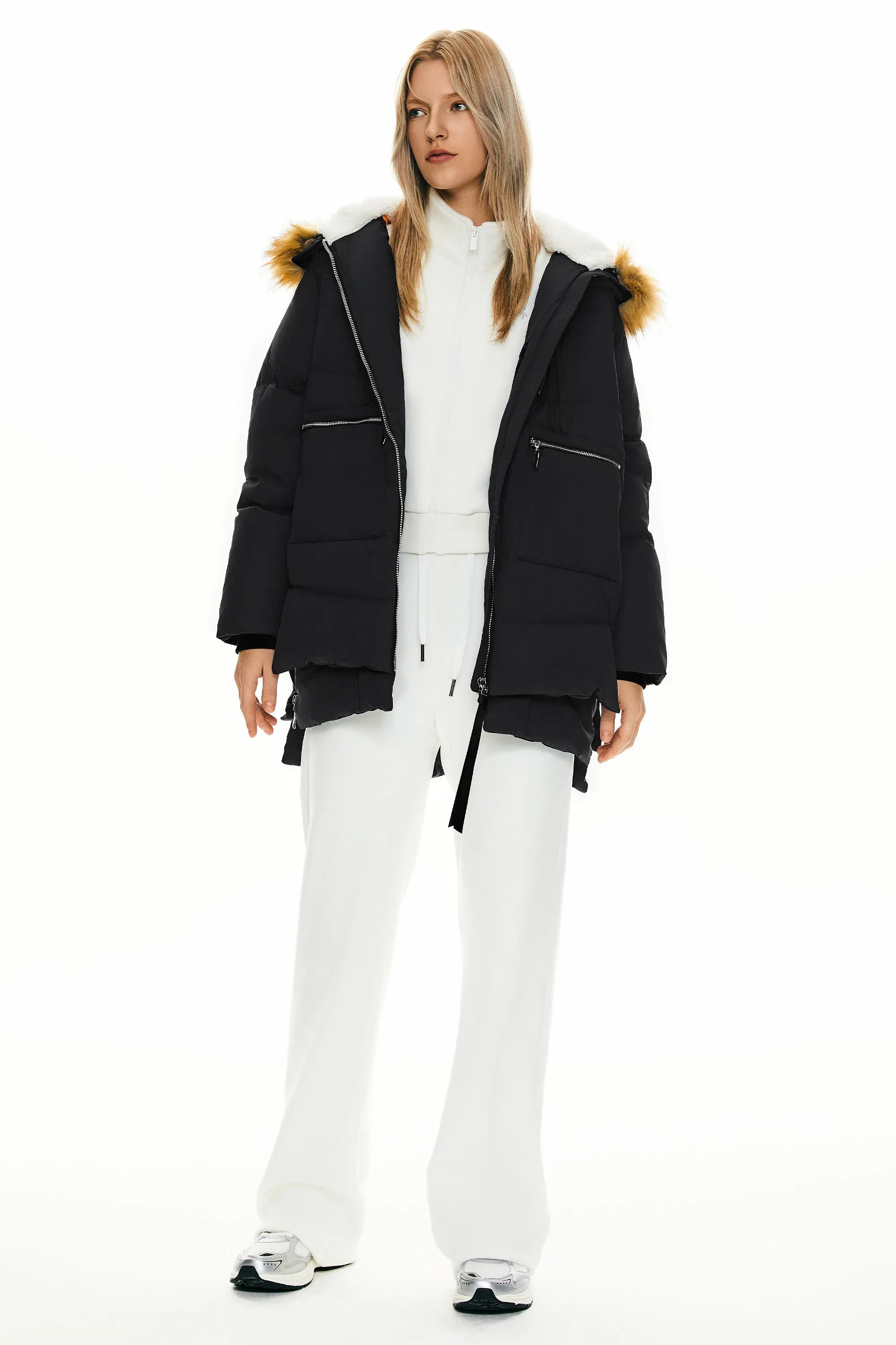 092 Classics Thickened Down Jacket with Faux Fur Hood
