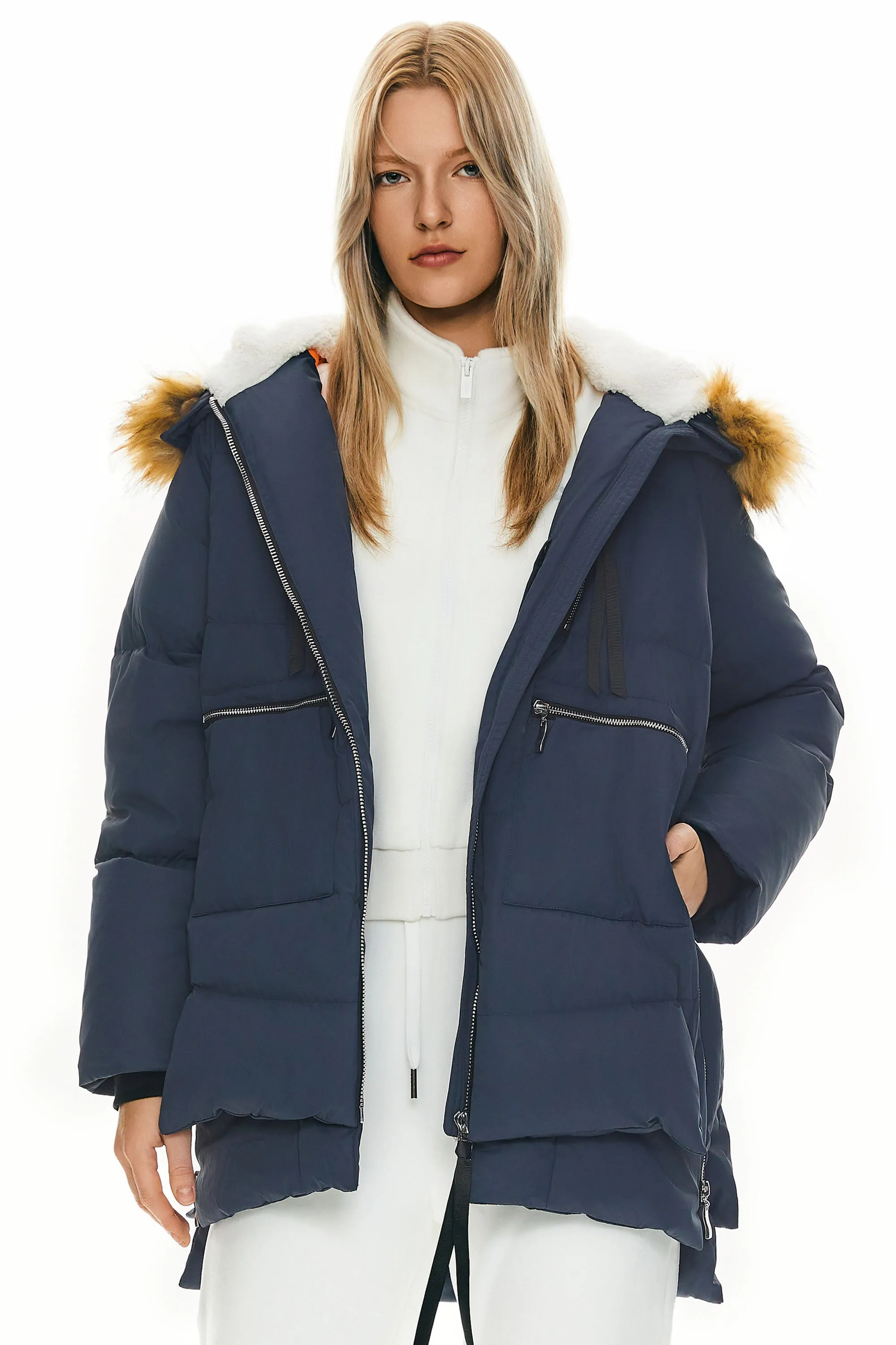 092 Classics Thickened Down Jacket with Faux Fur Hood