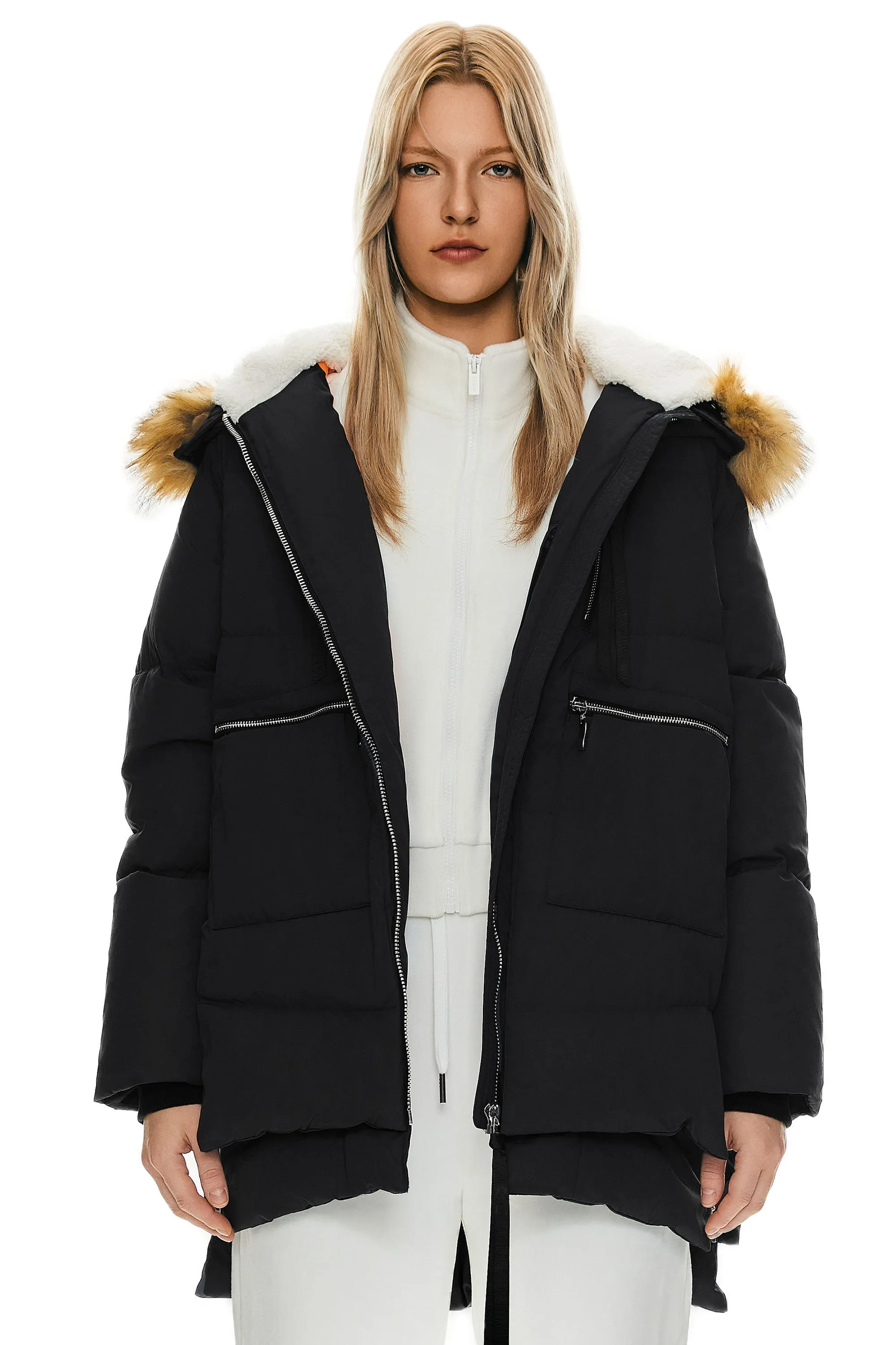 092 Classics Thickened Down Jacket with Faux Fur Hood