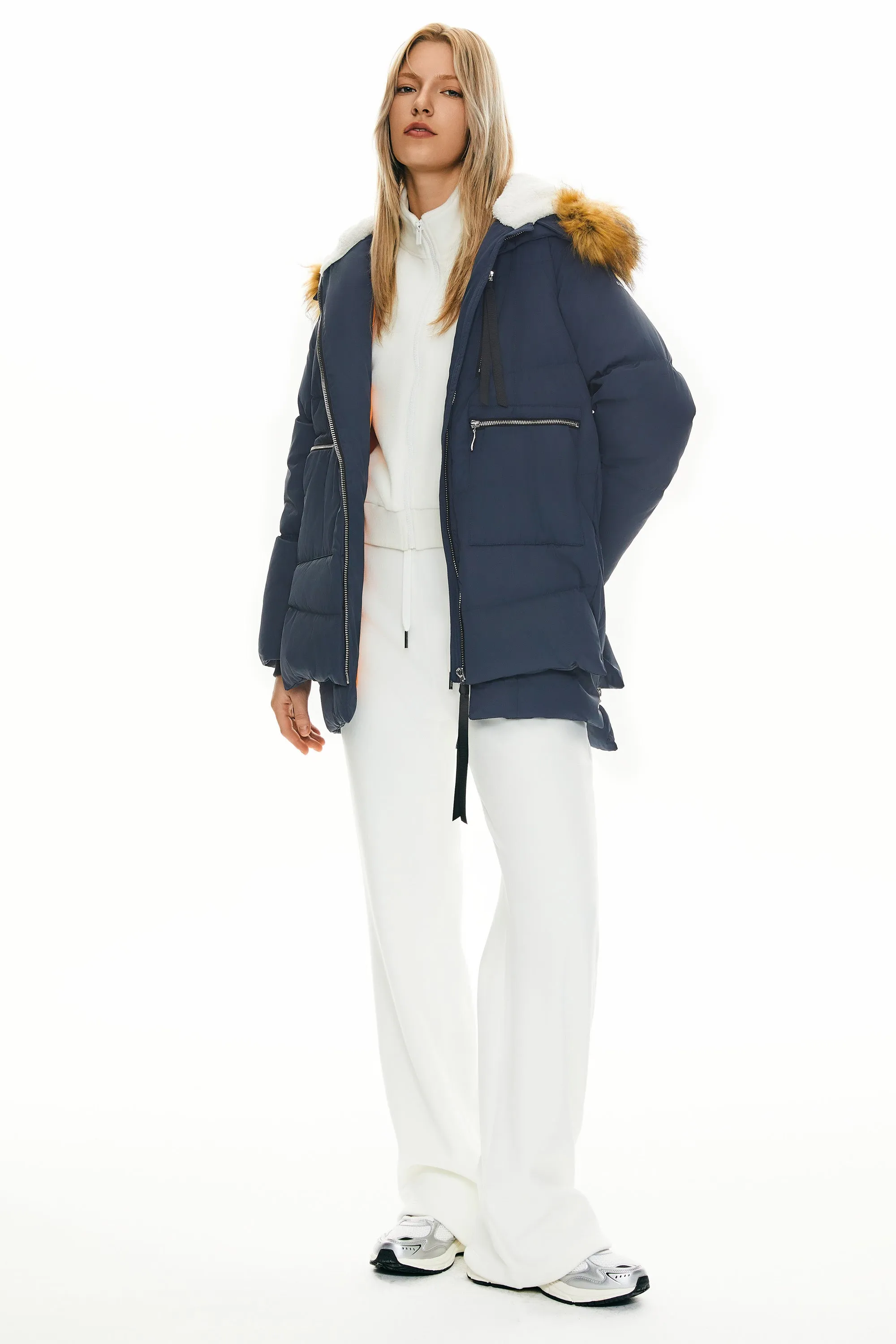 092 Classics Thickened Down Jacket with Faux Fur Hood