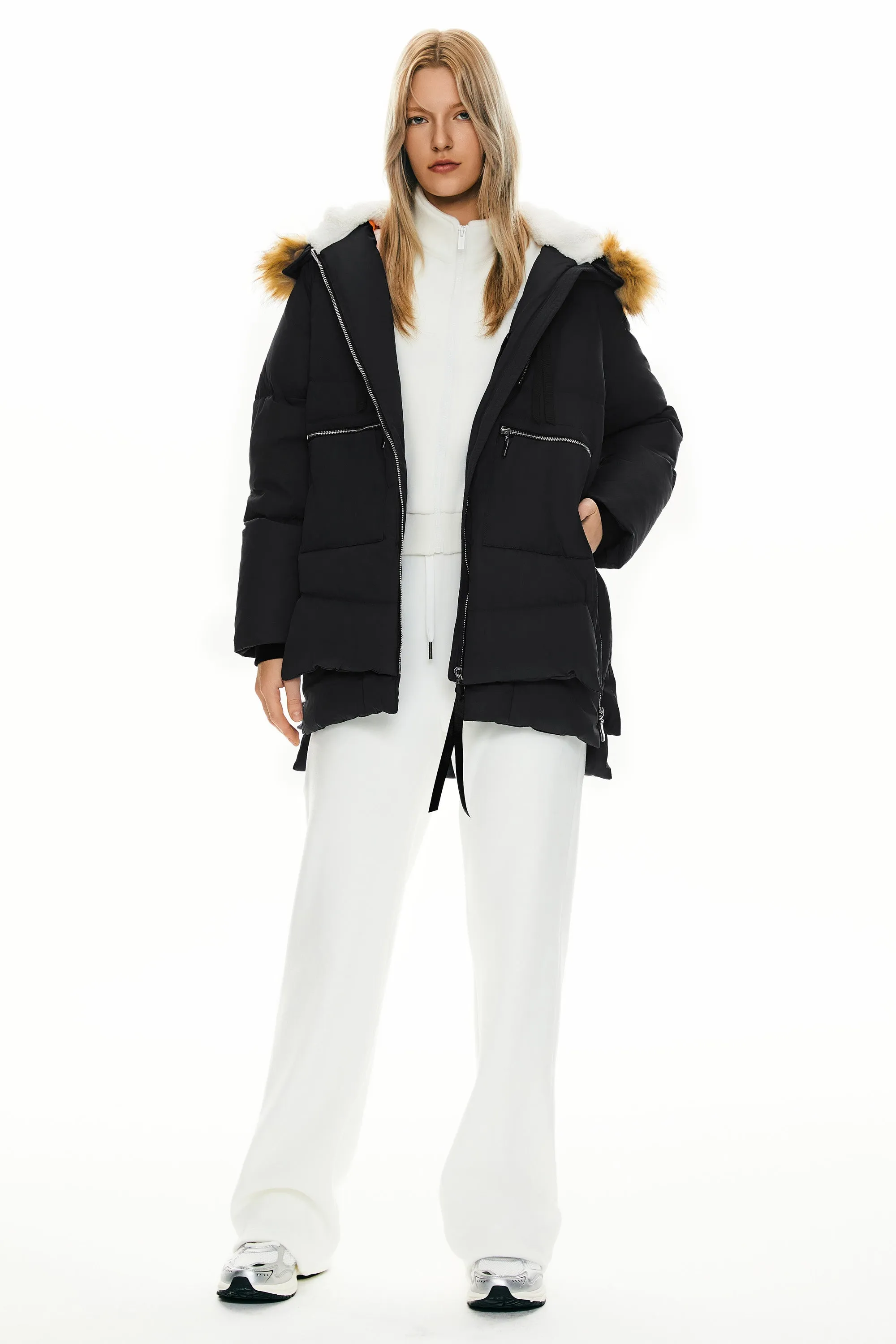092 Classics Thickened Down Jacket with Faux Fur Hood
