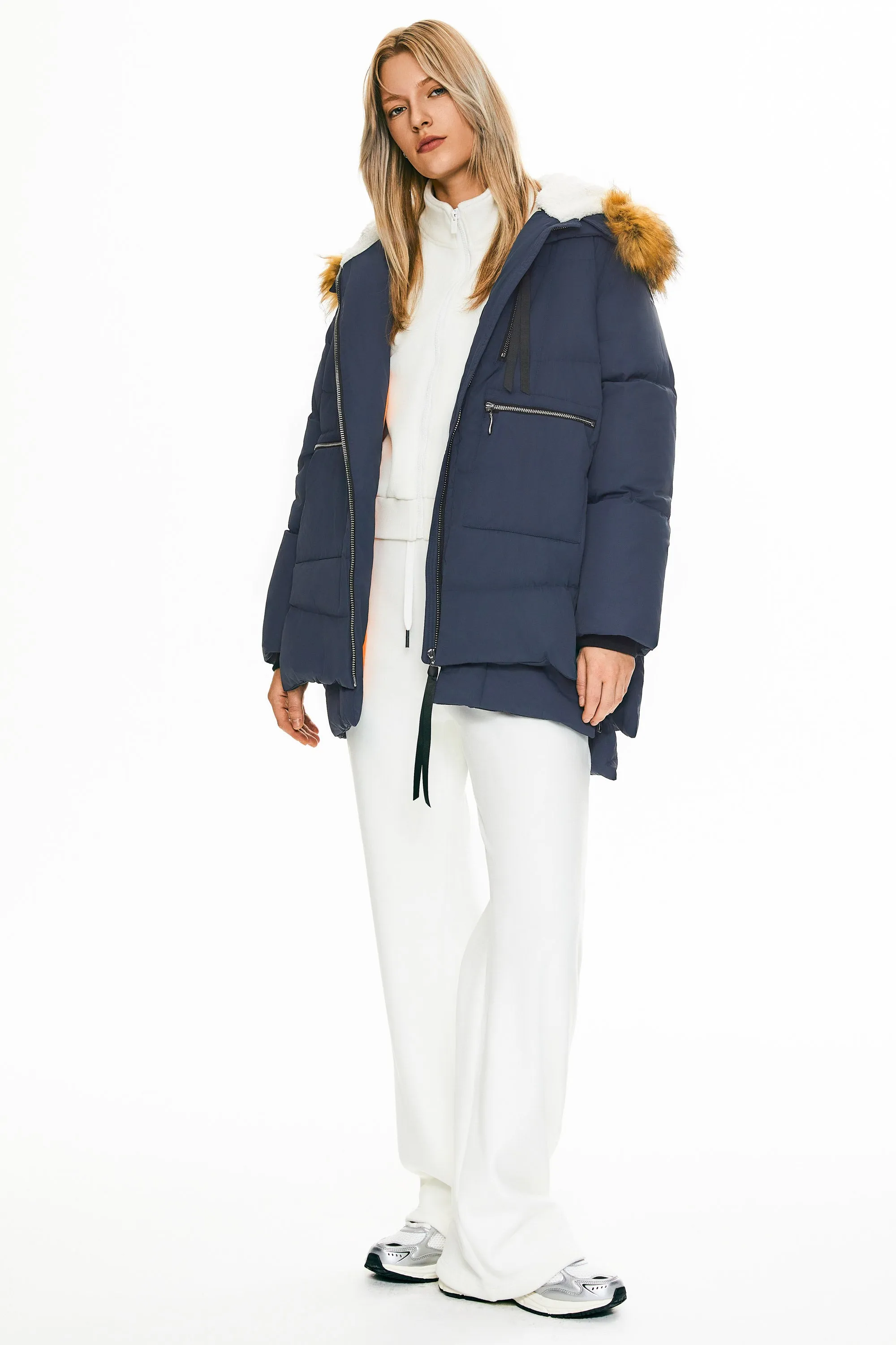 092 Classics Thickened Down Jacket with Faux Fur Hood