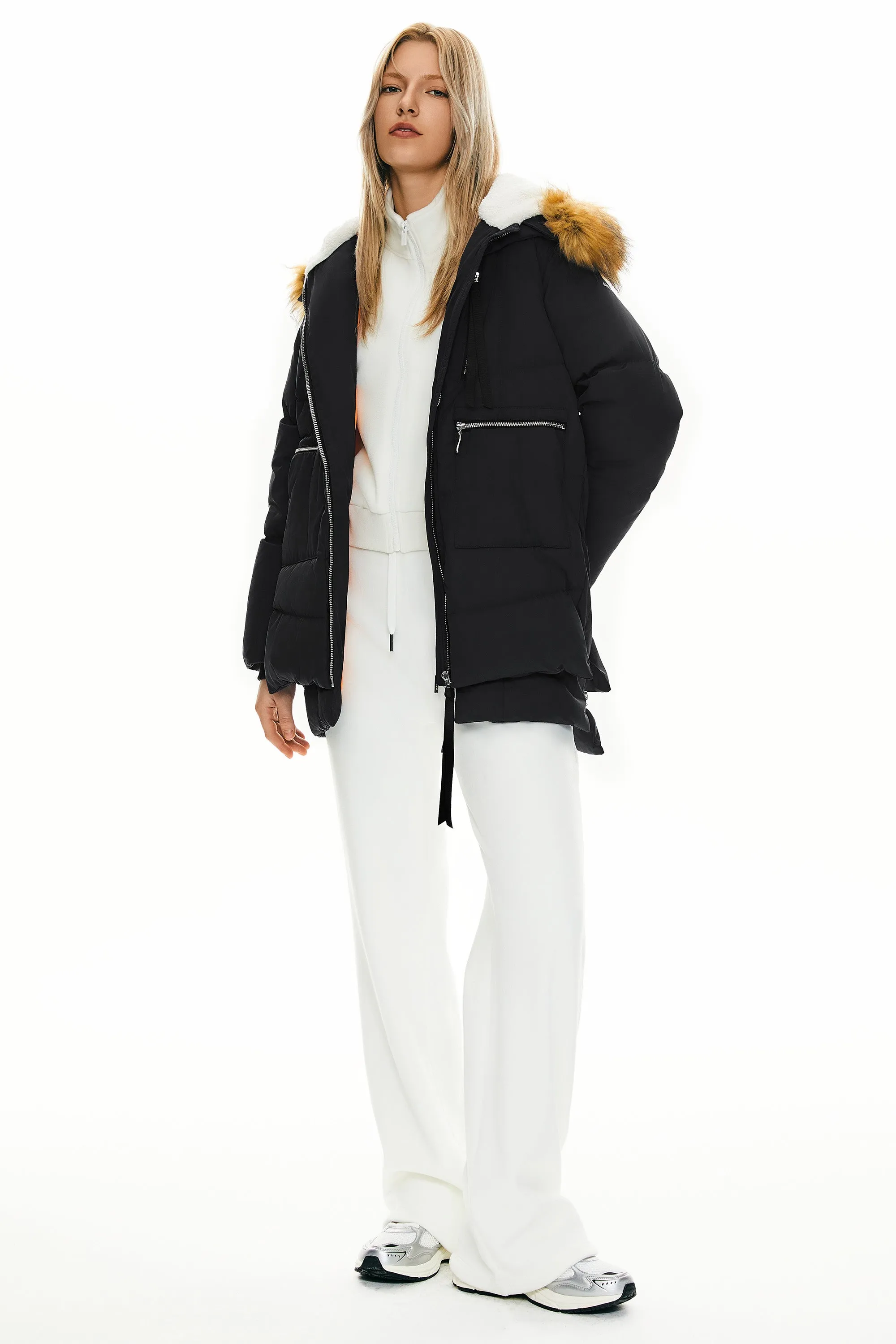 092 Classics Thickened Down Jacket with Faux Fur Hood
