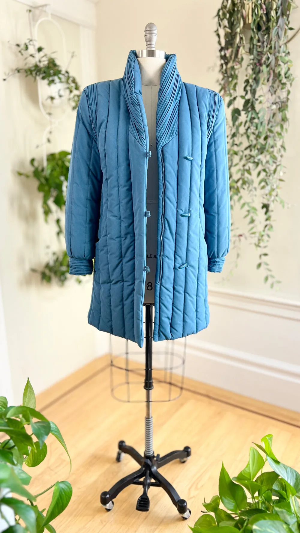 1980s Blue Puffer Coat | medium