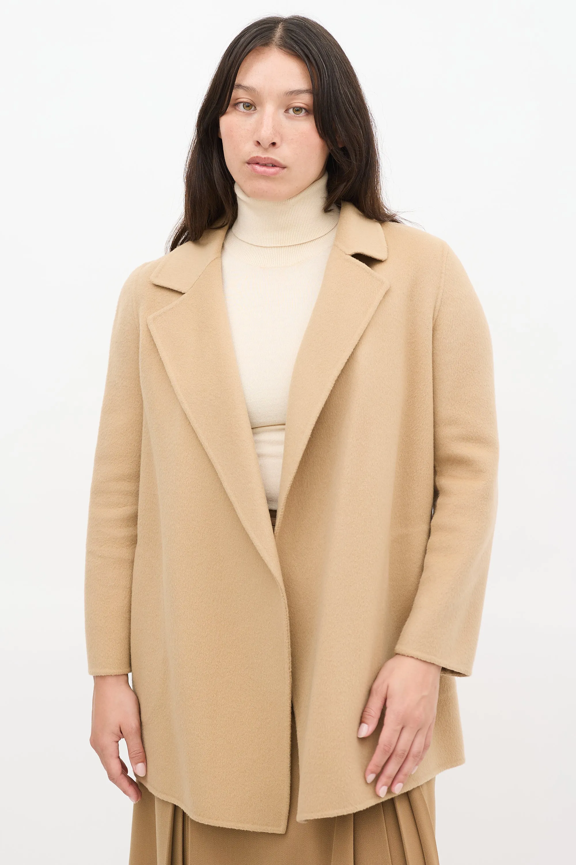Beige Wool & Cashmere Open Jacket