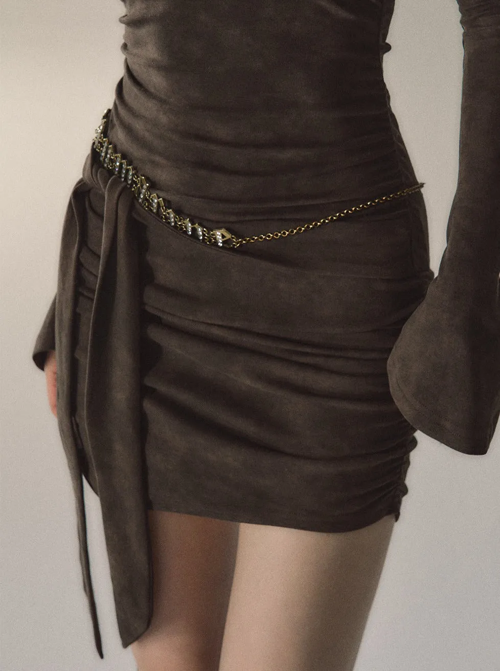 China Buckle Mid-Length Slim Dress