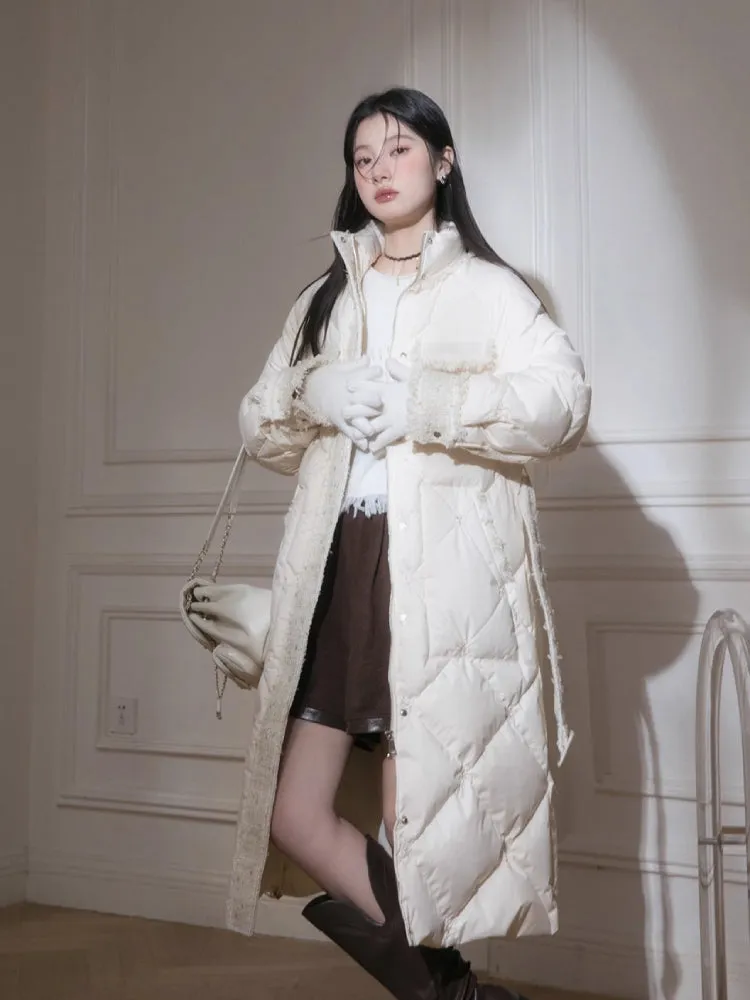 Cream yellow long down jacket【s0000005840】