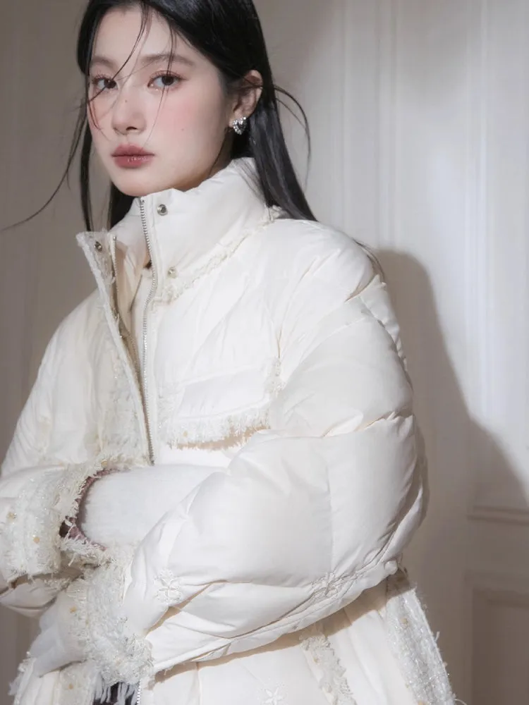 Cream yellow long down jacket【s0000005840】