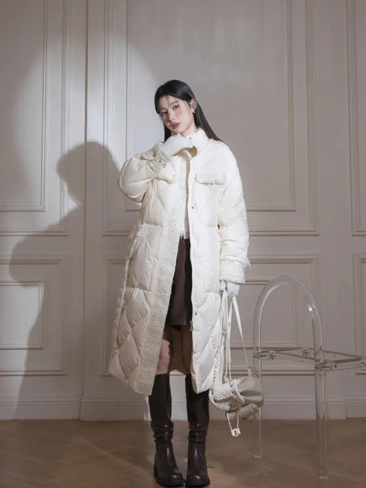 Cream yellow long down jacket【s0000005840】