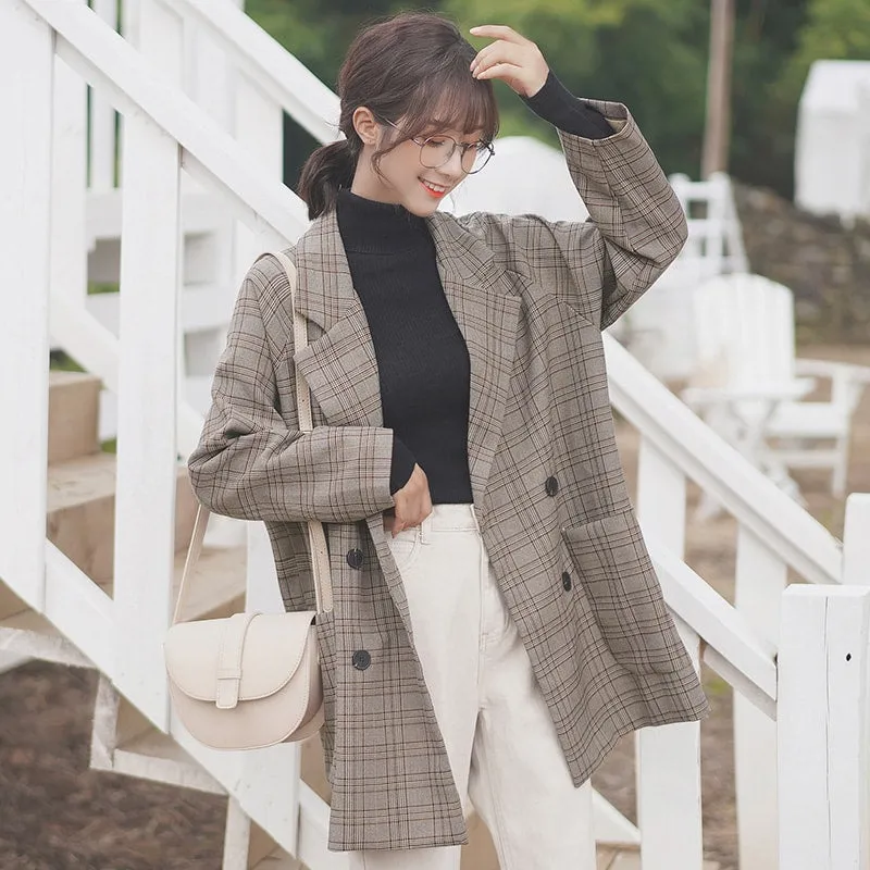 Fashion British Style Plaid Blazer