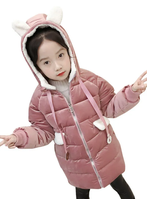 Girls' Velvet Fleece Cotton Clothes in Winter