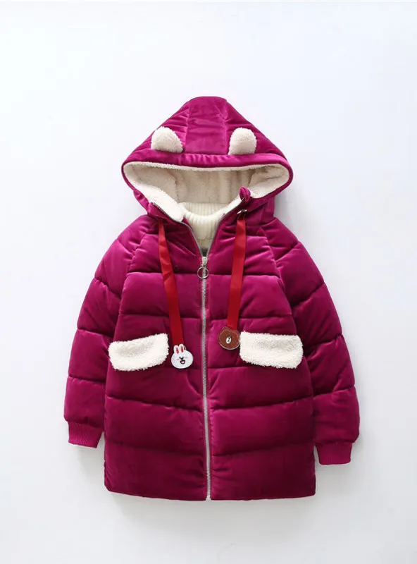 Girls' Velvet Fleece Cotton Clothes in Winter