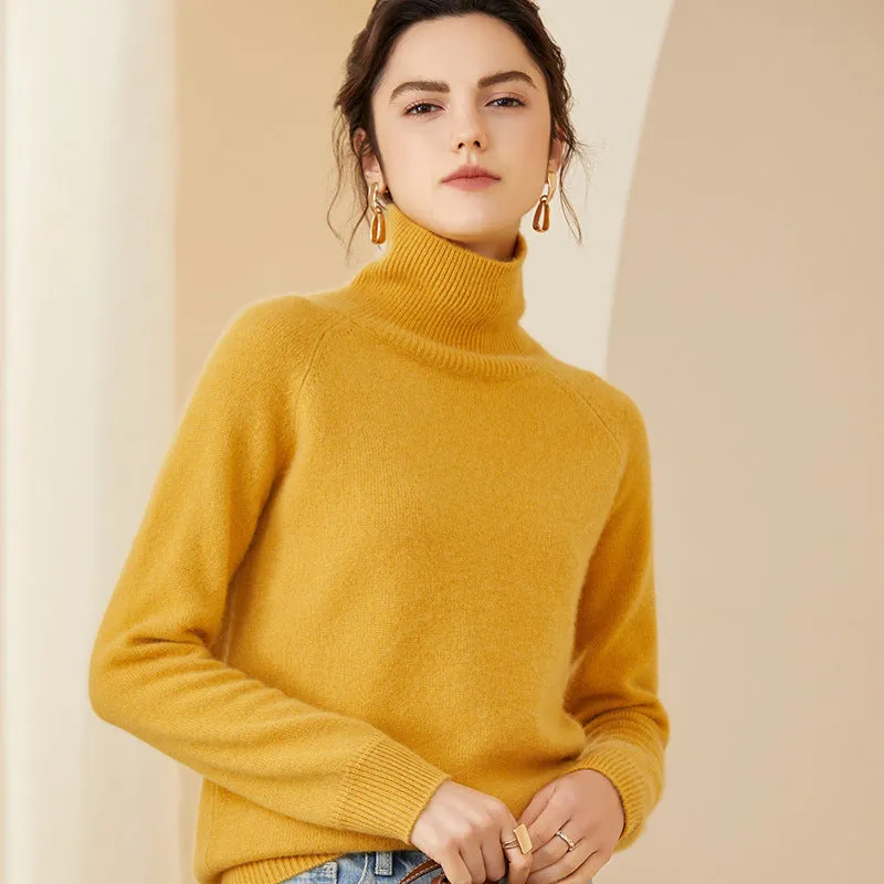 High Neck Thickened Cashmere Sweater Women's Pull over Cashmere Sweater