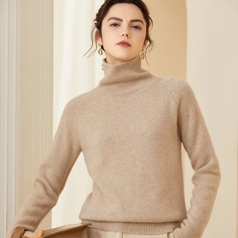 High Neck Thickened Cashmere Sweater Women's Pull over Cashmere Sweater