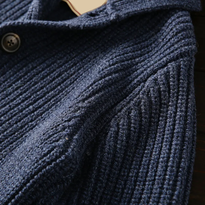 Italian custom made ultra-fine wool foreign trade tail goods autumn and winter men's high-end thickened knitted cardigan sweater jacket