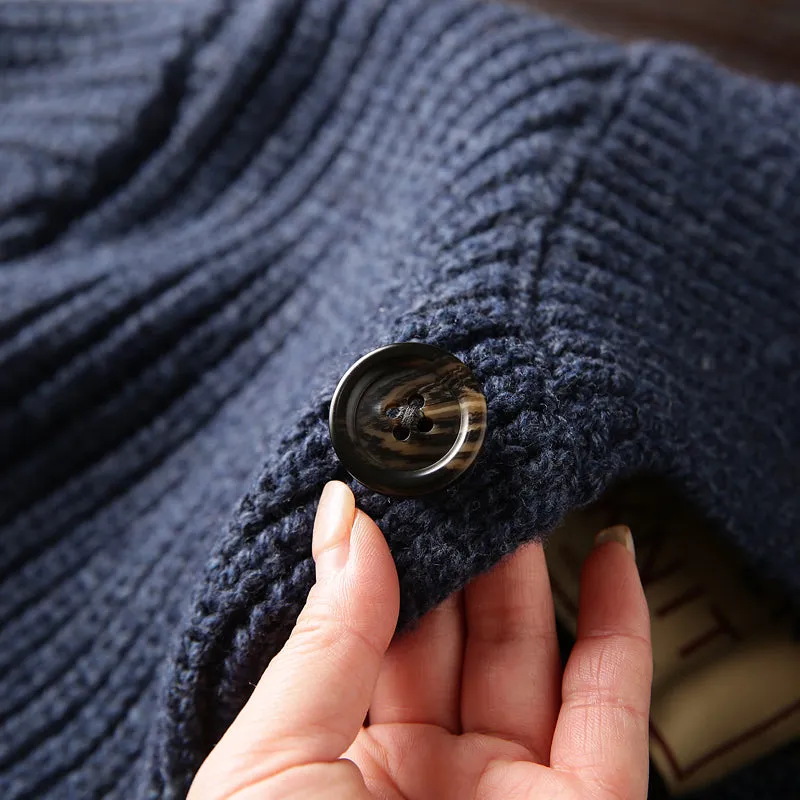 Italian custom made ultra-fine wool foreign trade tail goods autumn and winter men's high-end thickened knitted cardigan sweater jacket