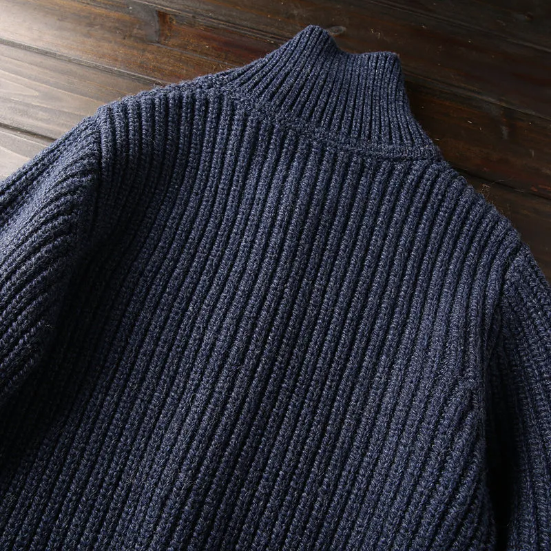Italian custom made ultra-fine wool foreign trade tail goods autumn and winter men's high-end thickened knitted cardigan sweater jacket
