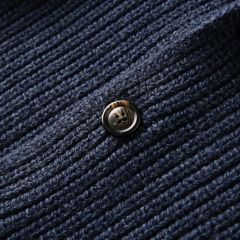Italian custom made ultra-fine wool foreign trade tail goods autumn and winter men's high-end thickened knitted cardigan sweater jacket