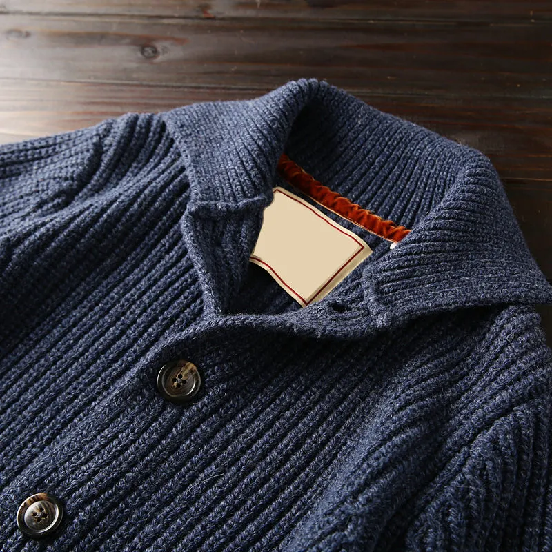 Italian custom made ultra-fine wool foreign trade tail goods autumn and winter men's high-end thickened knitted cardigan sweater jacket