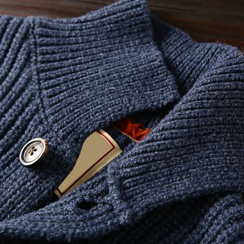 Italian custom made ultra-fine wool foreign trade tail goods autumn and winter men's high-end thickened knitted cardigan sweater jacket