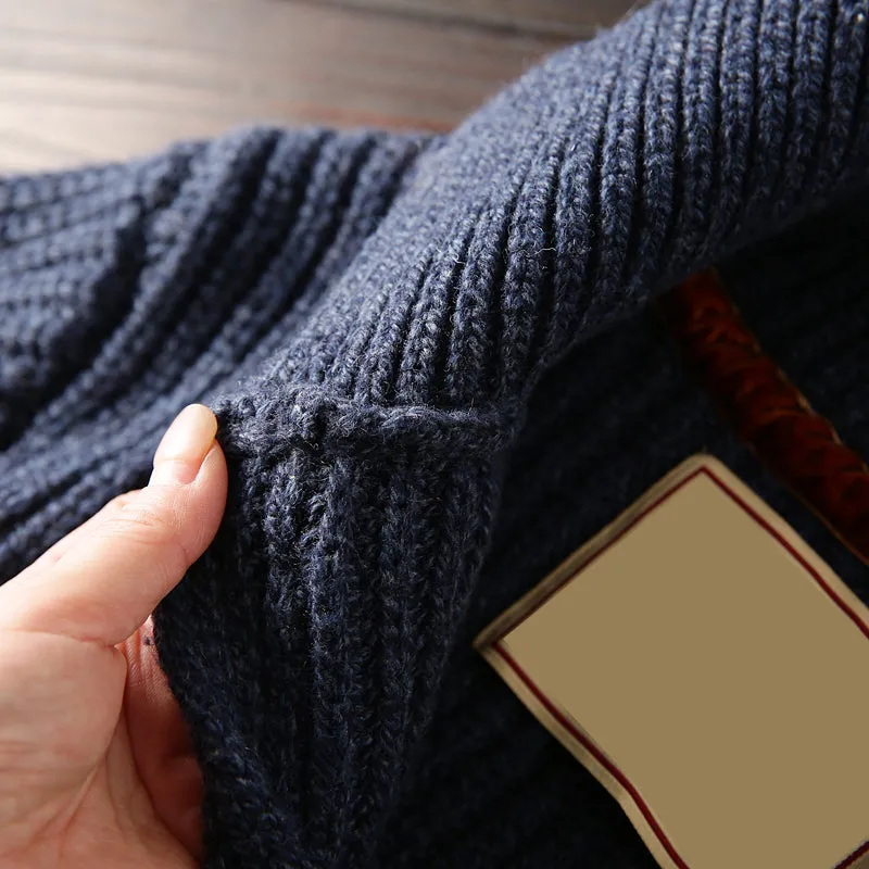 Italian custom made ultra-fine wool foreign trade tail goods autumn and winter men's high-end thickened knitted cardigan sweater jacket