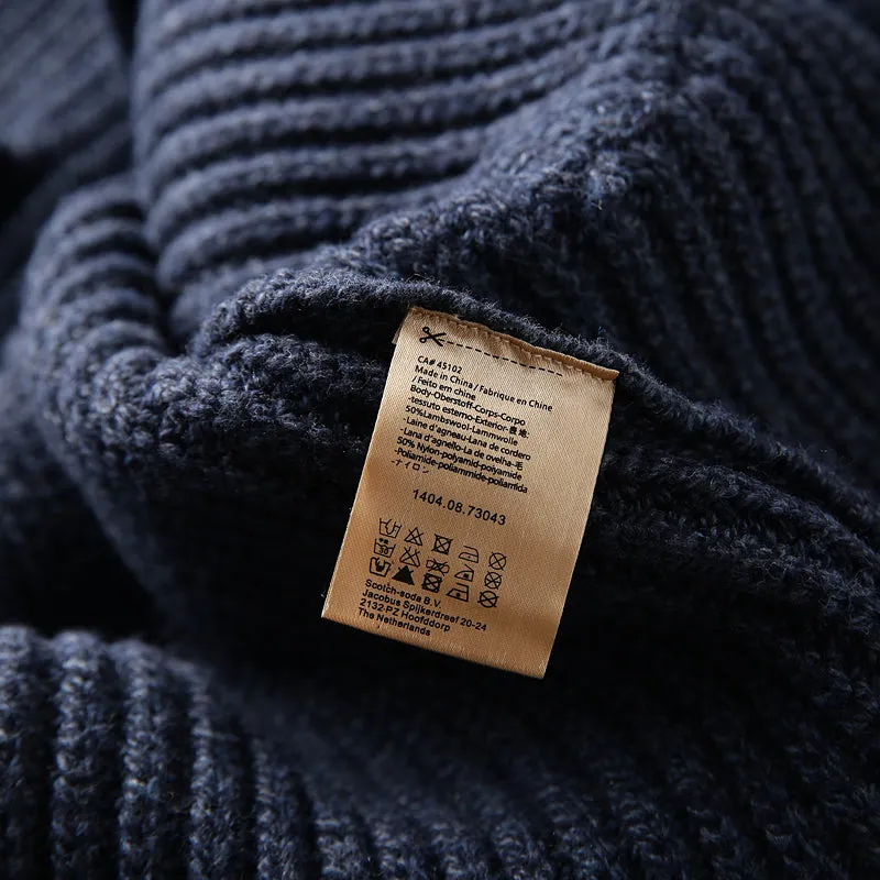 Italian custom made ultra-fine wool foreign trade tail goods autumn and winter men's high-end thickened knitted cardigan sweater jacket