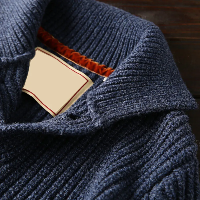 Italian custom made ultra-fine wool foreign trade tail goods autumn and winter men's high-end thickened knitted cardigan sweater jacket