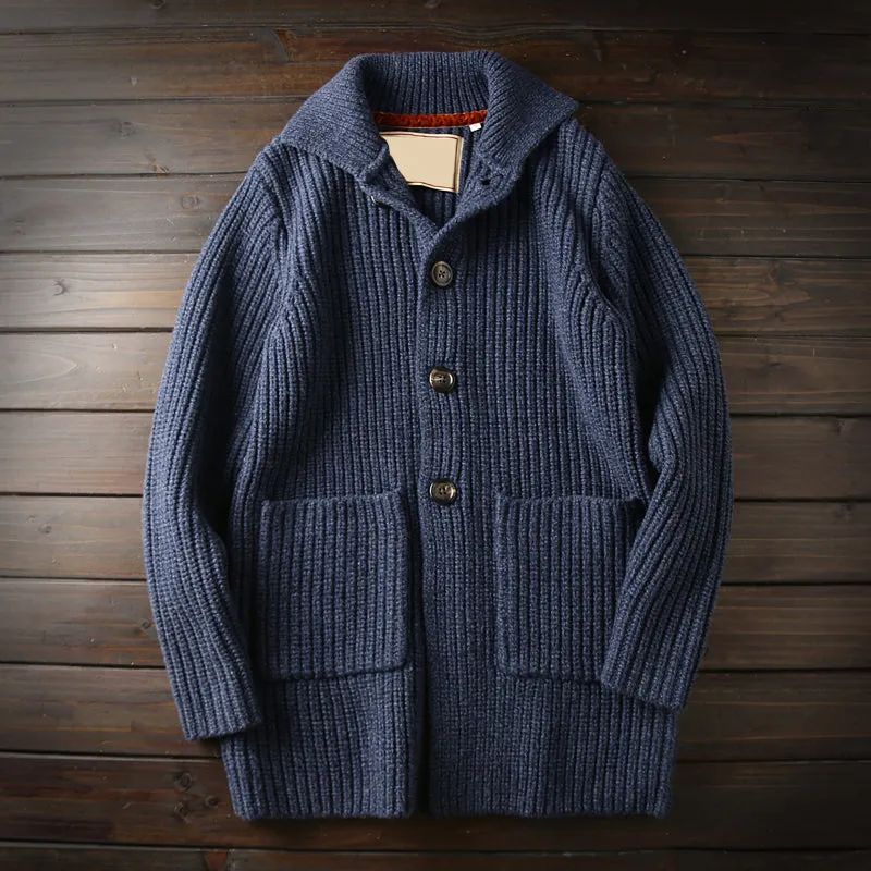 Italian custom made ultra-fine wool foreign trade tail goods autumn and winter men's high-end thickened knitted cardigan sweater jacket