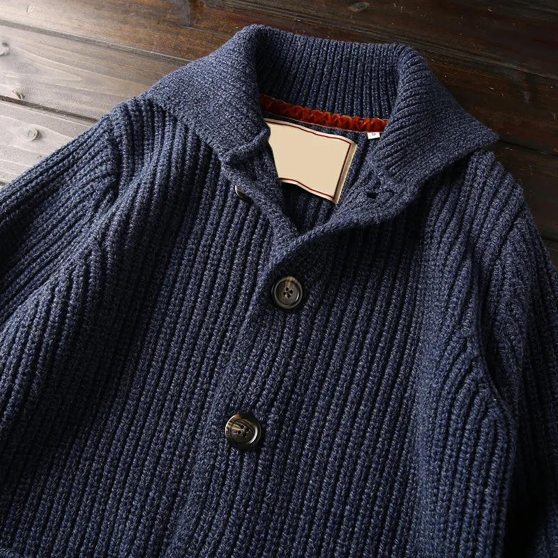 Italian custom made ultra-fine wool foreign trade tail goods autumn and winter men's high-end thickened knitted cardigan sweater jacket
