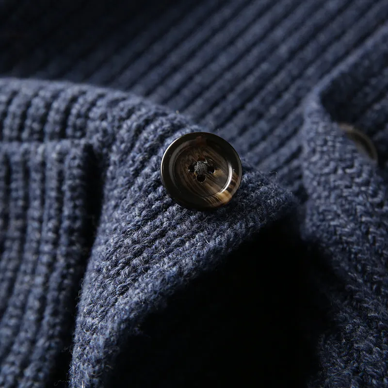 Italian custom made ultra-fine wool foreign trade tail goods autumn and winter men's high-end thickened knitted cardigan sweater jacket