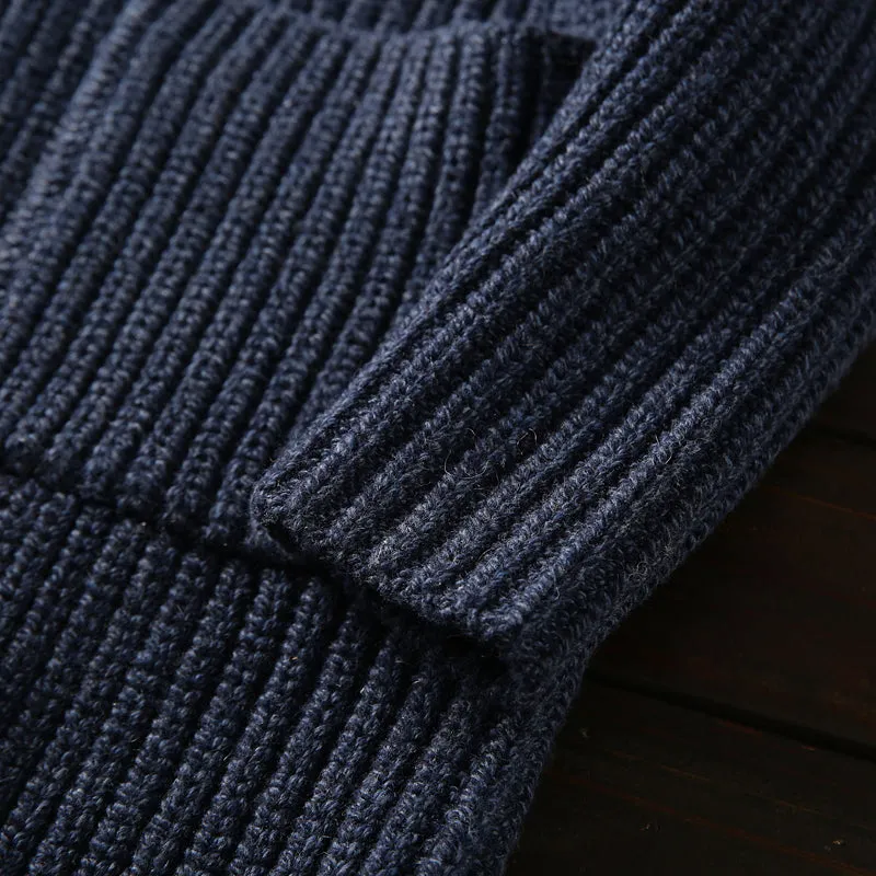 Italian custom made ultra-fine wool foreign trade tail goods autumn and winter men's high-end thickened knitted cardigan sweater jacket