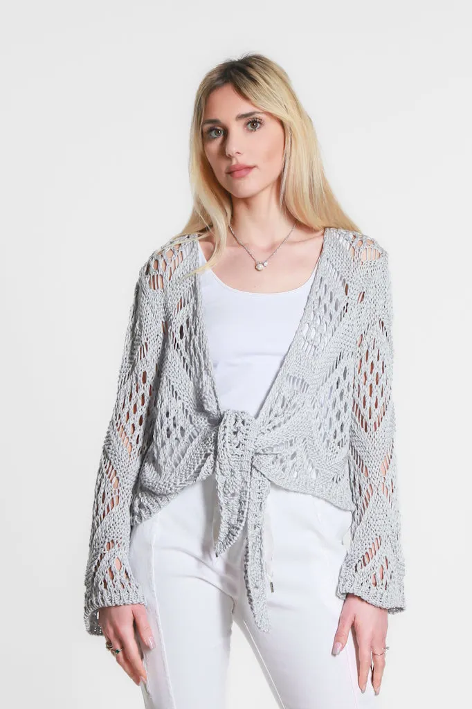 Kandra Open Knit Tie Front Bolero (CLS303)