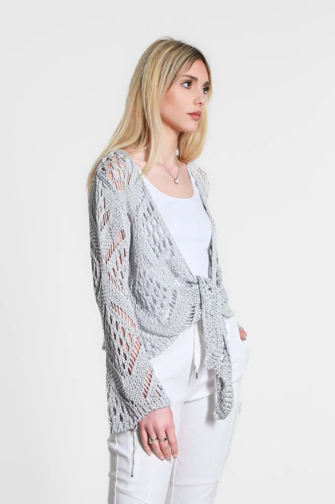 Kandra Open Knit Tie Front Bolero (CLS303)