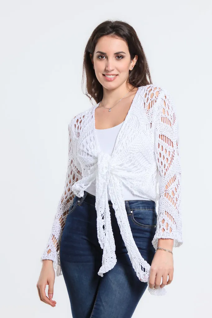 Kandra Open Knit Tie Front Bolero (CLS303)