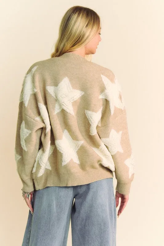 kesley Fuzzy Star Button Down Cardigan