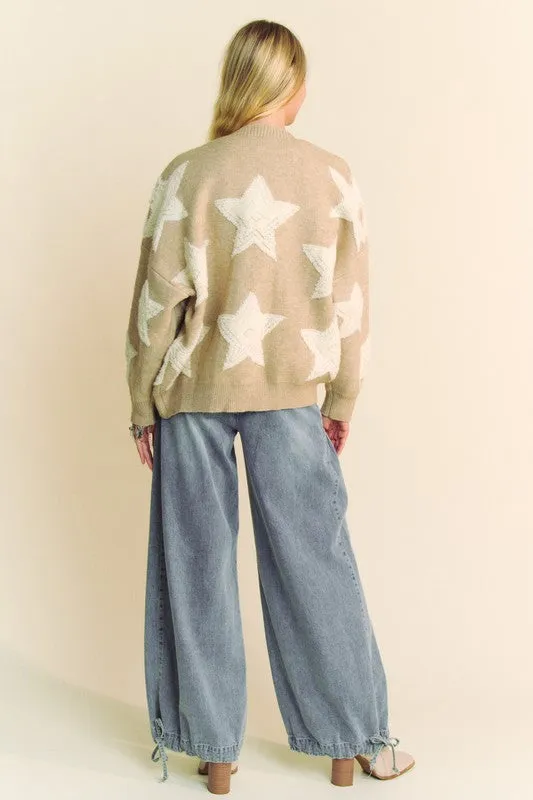 kesley Fuzzy Star Button Down Cardigan