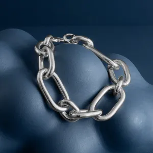 LARGE THICK SILVER CHAIN BRACELET