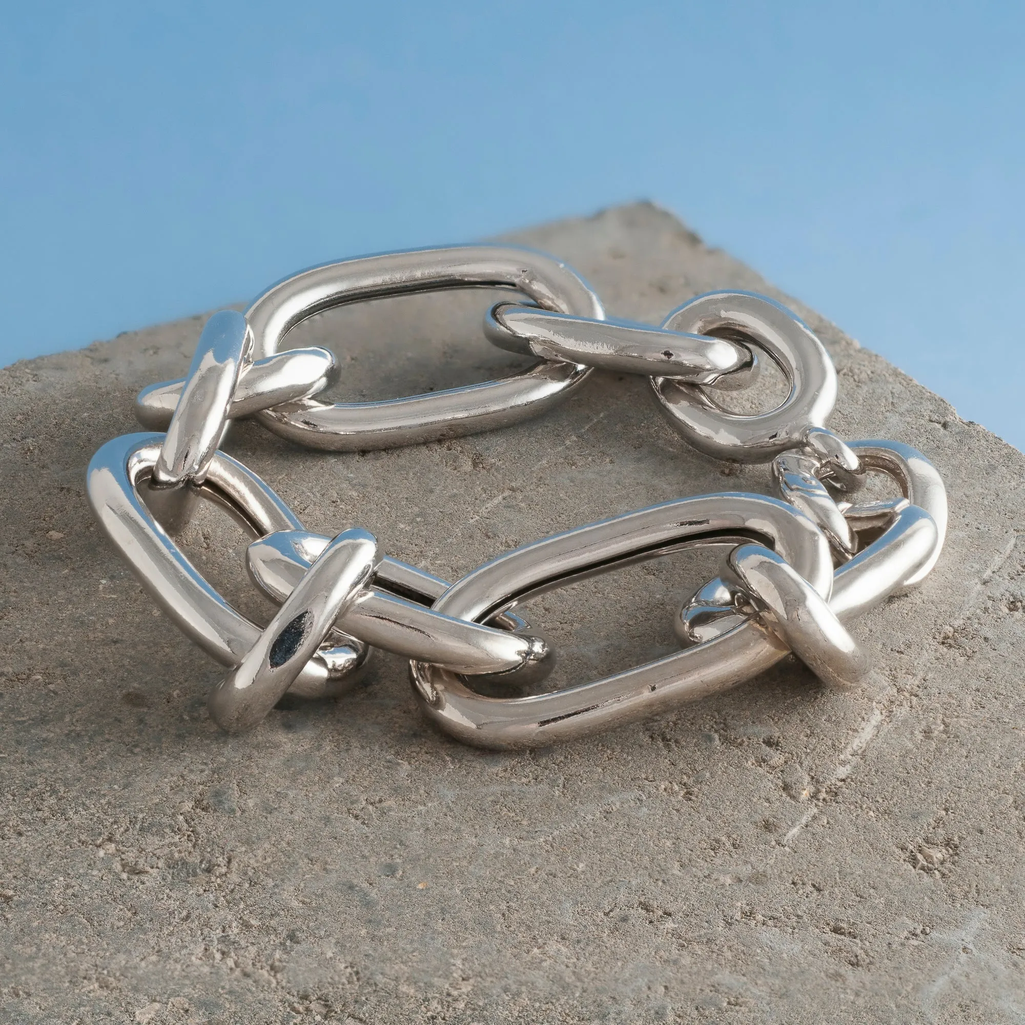 LARGE THICK SILVER CHAIN BRACELET