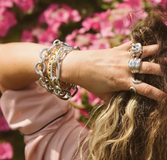 LARGE THICK SILVER CHAIN BRACELET