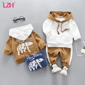 LZH Toddler Boys Clothes Autumn Winter Kids Girls Clothes Hooded Pant 2pcs Outfit Suit Children Clothing For Boys Clothing Sets
