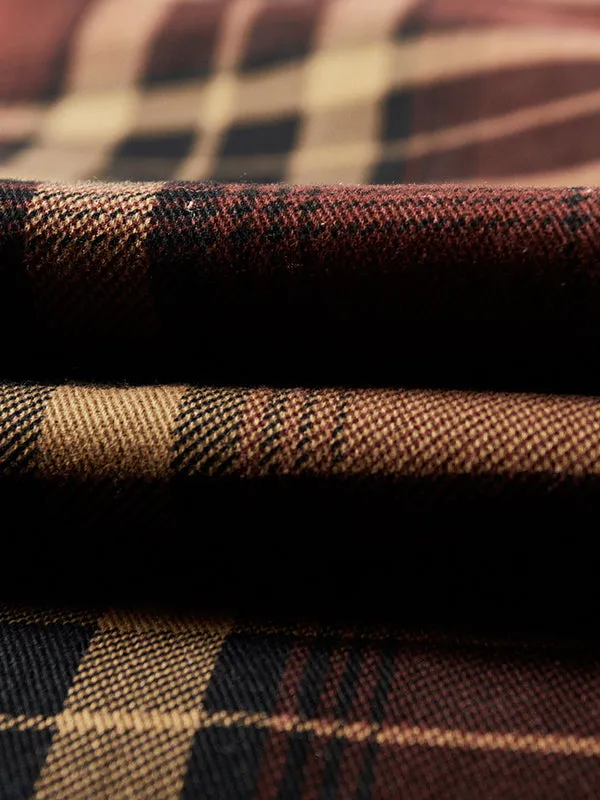 Men's Corduroy Thickened Plus Velvet Plaid Shirt And Cotton Jacket