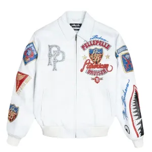 Men's Hip Hop Sheep Leather Jacket Embroidered Diamond US Size Classic Casual Sport Black Coat