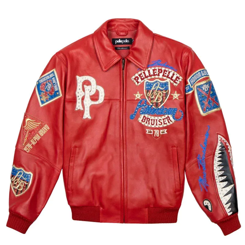 Men's Hip Hop Sheep Leather Jacket Embroidered Diamond US Size Classic Casual Sport Black Coat