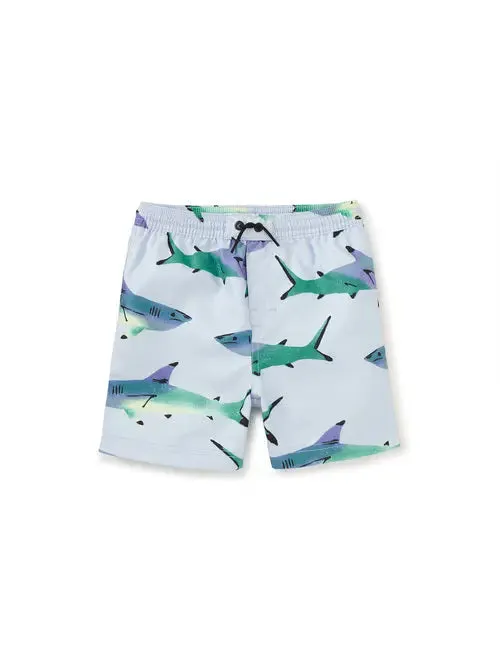 Mid-Length Swim Trunks- Painted Sharks