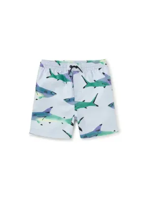 Mid-Length Swim Trunks- Painted Sharks