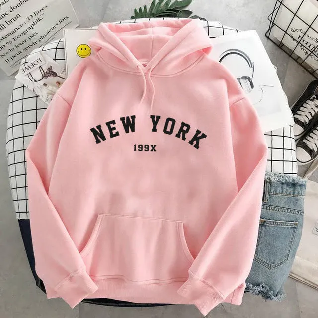 NEW Colors Sweatshirts Velvet Winter Women's NEW YORK