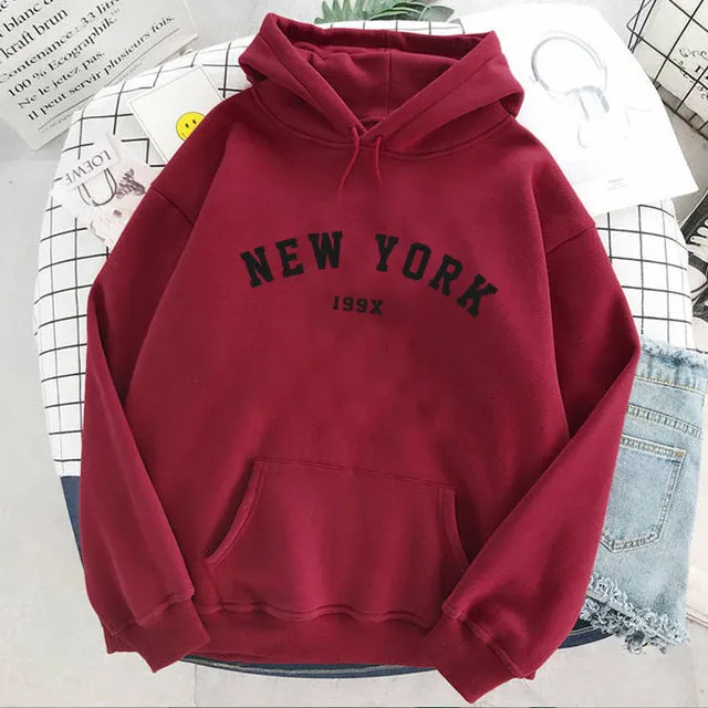 NEW Colors Sweatshirts Velvet Winter Women's NEW YORK