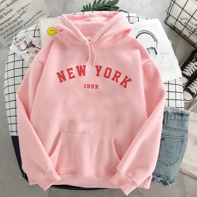 NEW Colors Sweatshirts Velvet Winter Women's NEW YORK