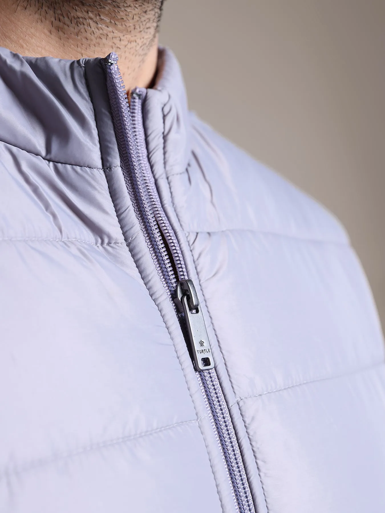 Nylon Light Grey Plain Regular Fit Full Sleeve Casual Windcheater